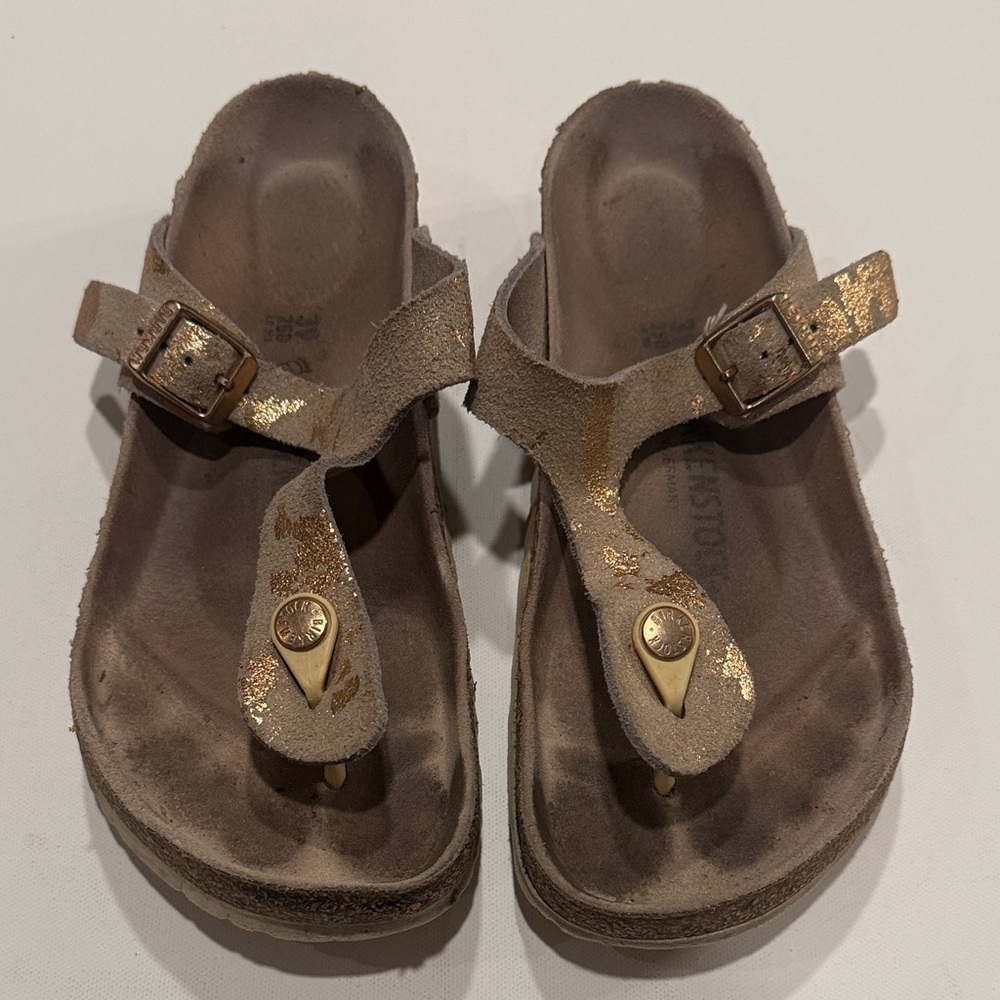 Birkenstock Sandals in Brown and Gold
